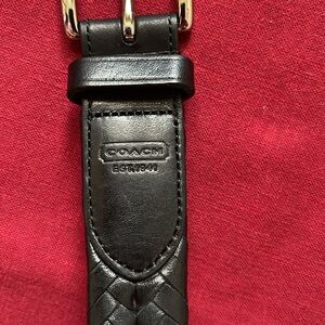 Coach Sz 36 Black Braided Leather Belt